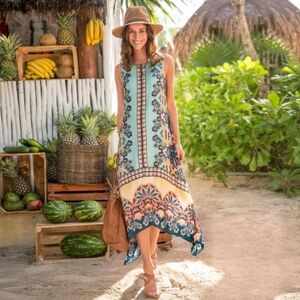 Sundance Enchanted Island Dress Size 10 Pullover Maxi Dress